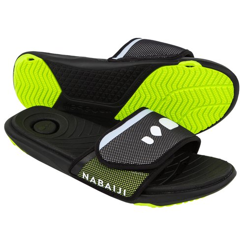 Nabaiji Badelatschen Herren - Slap 900 Soft schwarz/gelb