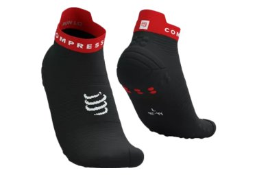 Compressport pro racing socks v4 0 run low schwarz rot