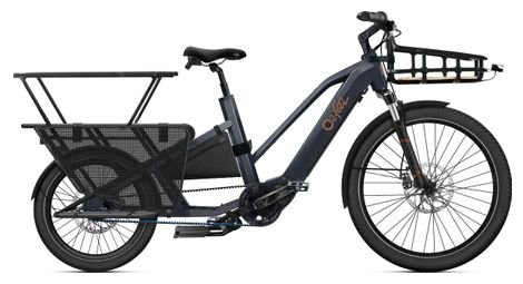 O2feel elektrisches longtail cargo bike o2 feel equo 7 2 shimano nexus 5v 720 wh 20 26   grau anthrazit pack family