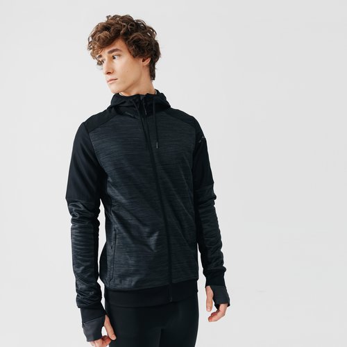 Kalenji Laufjacke Kapuze Warm+ Herren schwarz