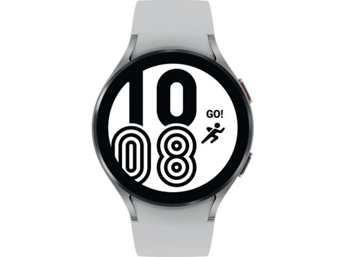 Samsung Galaxy Watch4, LTE, 44 mm Smartwatch Aluminium Fluorkautschuk, ML, Silver