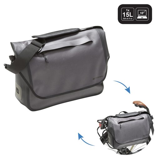 Elops Fahrradtasche Businessbag 900 15 Liter wasserdicht grau