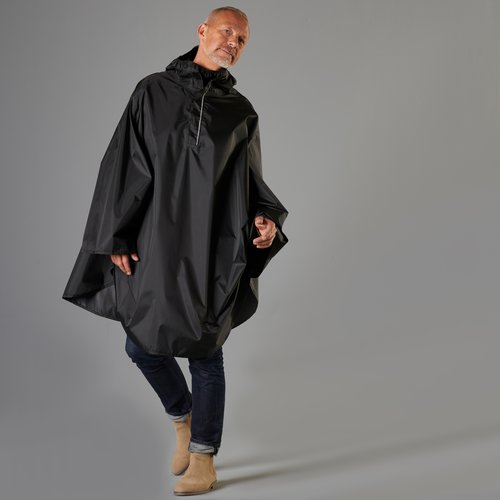 B’TWIN Fahrrad Regenponcho City 100 schwarz