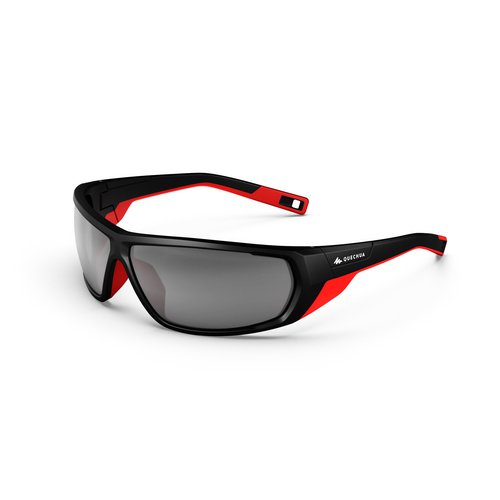 QUECHUA Sonnenbrille MH570 Wandern polarisierend Kategorie 4 Erwachsene schwarz/rot