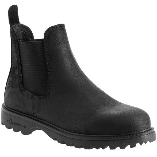 Fouganza Reitstiefeletten Sentier leder Erwachsene schwarz
