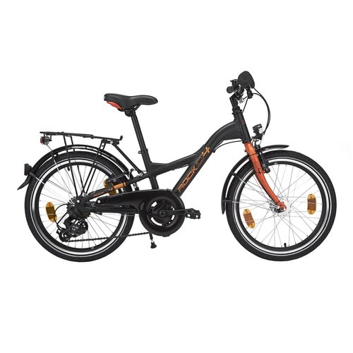 NO BRAND City Bike Kinderfahrrad 20 Zoll D4 Rock schwarz/orange