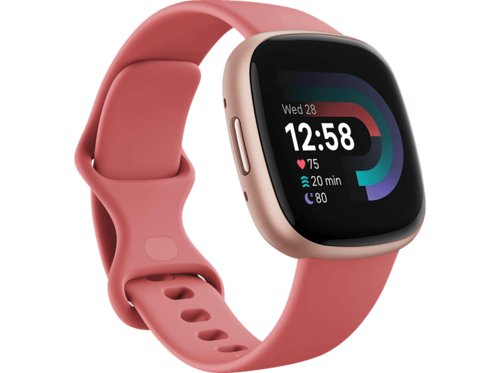 Fitbit Versa 4 Smartwatch Aluminium Elastomer, SL, Pink SandCopper Rose