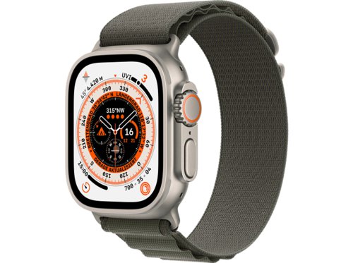 Apple Watch Ultra GPSCEL 49 TIT W MEDIUM Smartwatch Titan Gewebe, 145 - 190 mm, Alpine Grün