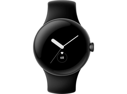 Google Pixel Watch Wi-Fi Smartwatch Edelstahl Fluorkautschuk, 130210 mm, Matte BlackObsidian