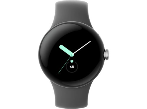 Google Pixel Watch Wi-Fi Smartwatch Edelstahl Fluorkautschuk, 130210 mm, Polished SilverCharcoal