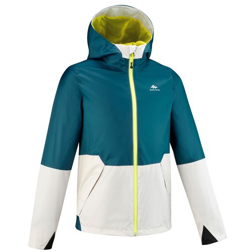 QUECHUA Wanderjacke MH500 wasserdicht Kinder Gr. 122–170 türkis/beige