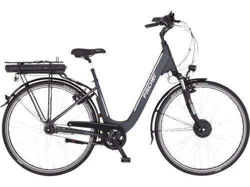 Fischer Cita ECU 1401 Citybike Laufradgröße 28 Zoll, Rahmenhöhe 44 cm, Damen-Rad, 522 Wh, Anthrazit matt