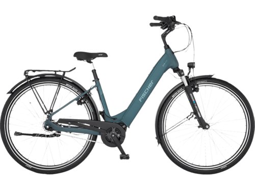 Fischer Cita 4.2I Citybike Laufradgröße 28 Zoll, Rahmenhöhe 43 cm, Damen-Rad, 711 Wh, Graphitschwarzgrün matt