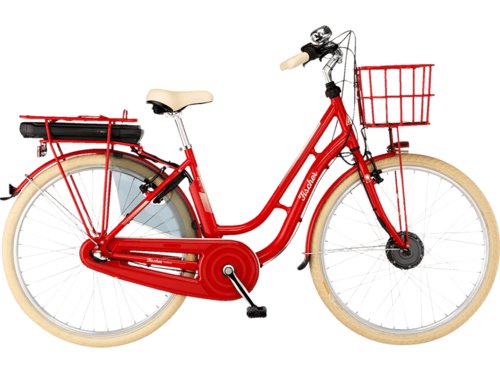 Fischer Cita Retro 2.0 Citybike Laufradgröße 28 Zoll, Rahmenhöhe 48 cm, Damen-Rad, 418 Wh, Rot glänzend