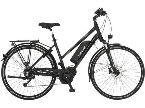 Fischer Viator 3.0 Trekkingrad Laufradgröße 28 Zoll, Rahmenhöhe 49 cm, Damen-Rad, 557 Wh, Schwarz matt