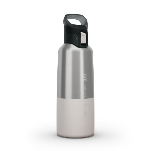 Quechua Trinkflasche 0,8 l Isolierflasche Schnellverschluss Wandern - weiss
