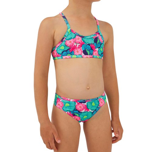 Olaian Bikini-Set Mädchen 100 Boni Naka grün/pink