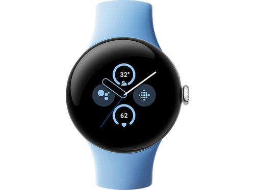 Google Pixel Watch 2 WiFi Smartwatch Aluminium Fluorelastomer, 130175 mm, 165210 Polished Silver Bay