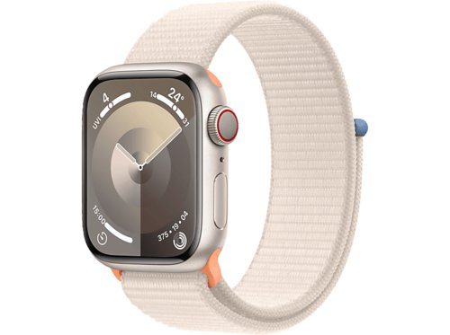 Apple Watch Series 9 GPS  Cellular 41 mm Smartwatch Aluminium Textil Carbon Neutral, 130 - 200 mm, Polarstern
