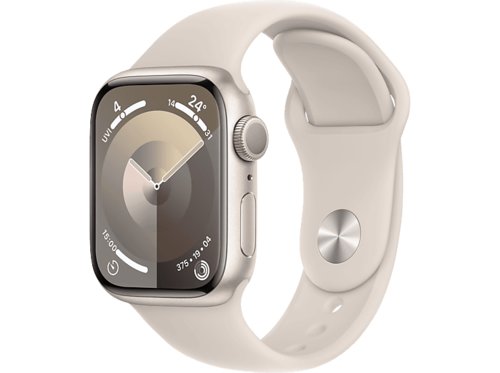 Apple Watch Series 9 GPS 41 mm Smartwatch Aluminium Fluorelastomer, 130 - 180 mm, Polarstern