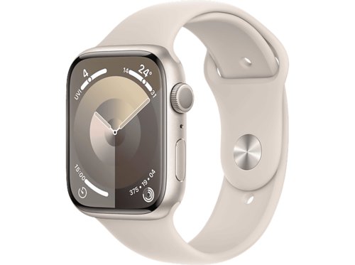 Apple Watch Series 9 GPS 45 mm Smartwatch Aluminium Fluorelastomer, 150 - 200 mm, Polarstern