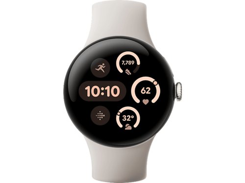 Google Pixel Watch 3 Wi-Fi 41 mm, Smartwatch Aluminium Fluorelastomer, 130175 165210 Porcelain