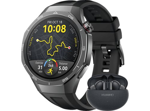 Huawei Watch GT5 Pro 46 MM  FreeBuds 5i Smartwatch Fluorelastomer, 140-210 mm, Black