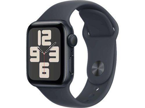 Apple Watch SE 2024 GPS 40 mm Smartwatch Aluminium Fluorelastomer, 130 - 180 mm, Mitternacht