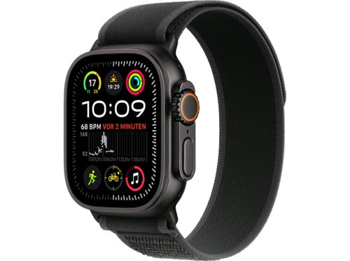 Apple Watch Ultra 2 GPS  Cellular 49 mm Trail Loop Armband Schwarz 2024 Smartwatch Titangehäuse, 145 - 220 mm,