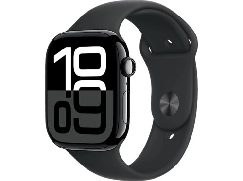 Apple Watch Series 10 GPS 46 mm Smartwatch Aluminium Fluorelastomer, 140 - 190 mm, Diamantschwarz