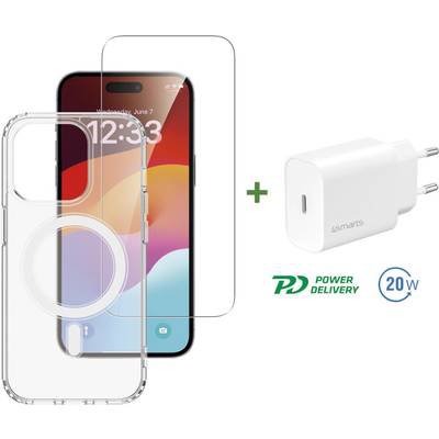 4smarts 3in1 Starter Set Backcover Apple iPhone 15 Pro Transparent MagSafe kompatibel