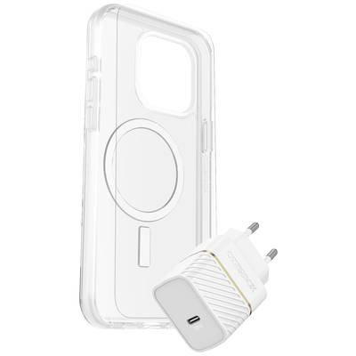 Otterbox KIT EU Hülle + Schutzglas + Ladegerät Set Apple iPhone 15 Pro Max Transparent, Weiß MagSafe kompatibel