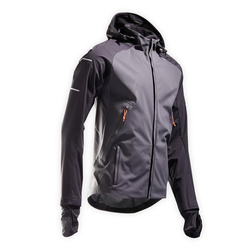 Kiprun Laufjacke wasserabweisend winddicht Winter Kiprun Warm Herren grau/schwarz