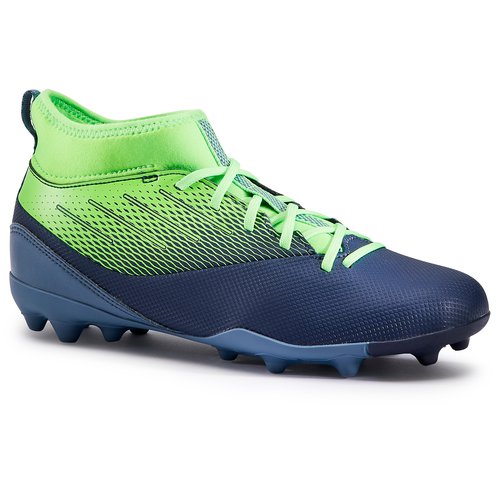 KIPSTA Fussballschuhe Nocken Agility 500 MG halbhoch Kinder marineblau/neongrün