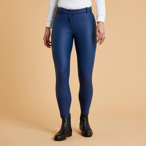 Fouganza Winter-Reithose Kipwarm wasserabweisend Vollbesatz Full Grip Damen dunkeltürkis