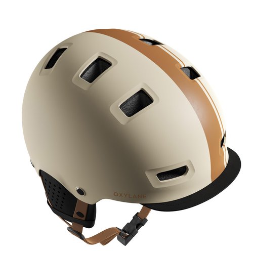 BTWIN Fahrradhelm City 500 Bowl beige gemustert