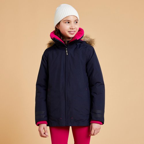 FOUGANZA Reitjacke 500 Warm wasserdicht Kinder marineblau/rosa