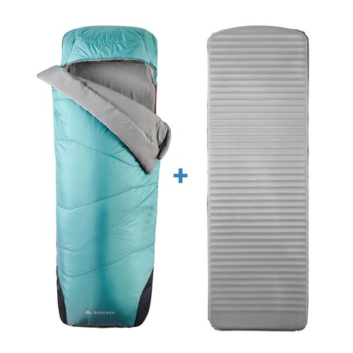 QUECHUA Schlafsack Sleepin Bed MH500 mit integrierter Matratze 5°C Größe XL blau