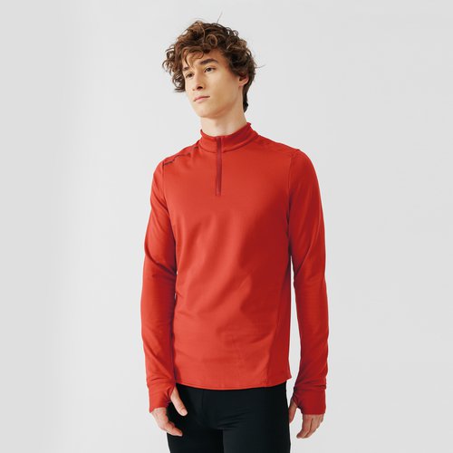 Kalenji Laufshirt langarm warm Herren rot