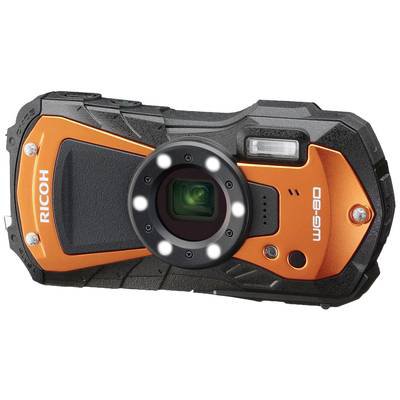 Ricoh WG-80 orange Digitalkamera 16 Megapixel Orange inkl. Akku Full HD Video, Integrierter Akku, mit eingebautem Blitz, Staubgeschützt, Stoßfest,