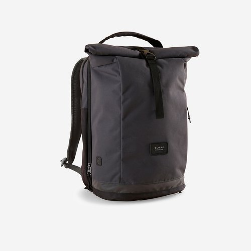 Elops Doppel-Fahrradtasche Rucksack für Gepäckträger 27 Liter dunkelgrau