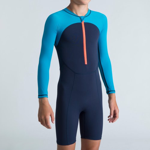 Nabaiji Schwimmanzug Jungen langarm - Shorty 100 blau