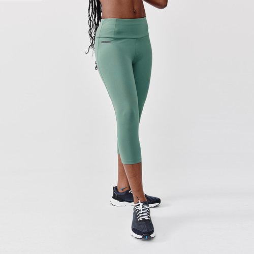 Kalenji Laufhose 3/4 Tights Support Damen grün