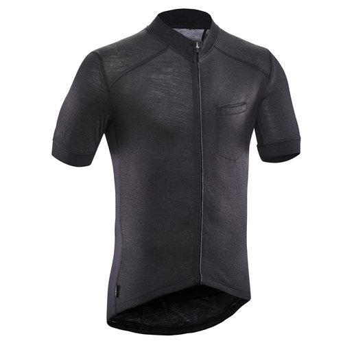 Triban Radtrikot kurzarm Herren GRVL900 Merino schwarz