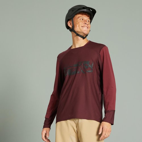 Rockrider Radsport MTB langarm Radtrikot – Expl 100 dunkelrot