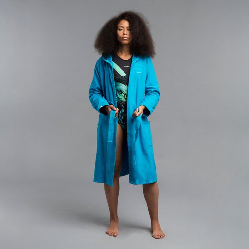 WATKO Bademantel Bio-Baumwolle unisex blau
