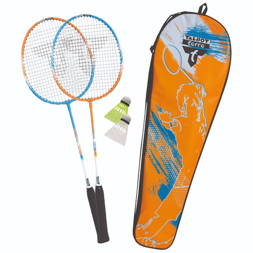 Talbot Torro Badminton Set mit 2 Schlägern und 2 Kunststoff-Federbällen