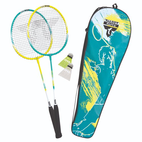 Talbot Torro Premium Badminton Set mit 2 leichten Schlägern und 2 Kunststoff-Federbällen