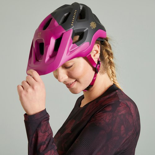 ROCKRIDER Fahrradhelm MTB ST 500 lila/schwarz