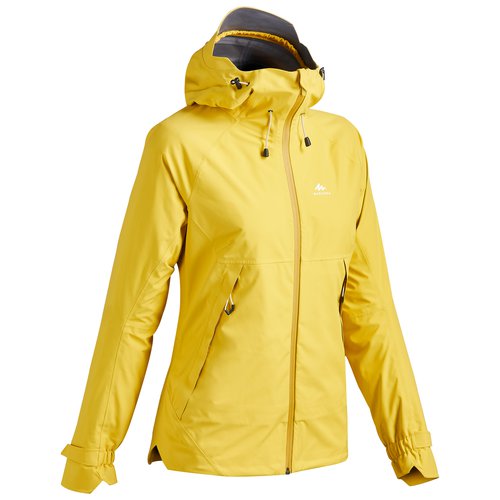QUECHUA Wanderjacke Bergwandern MH500 Wasserdicht Damen honiggelb